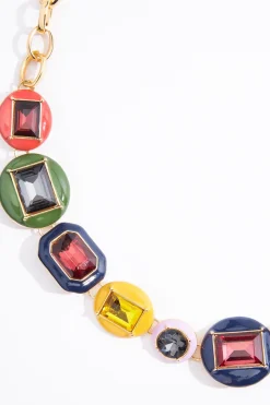 Glass Enamel Oval Chain Necklace
