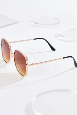 Gold Metal Square Sunglasses