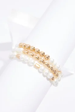 Gold Pearl Multi Row Bracelet
