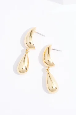 Gold Tear Dangle Earrings