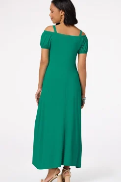 Green Cold Shoulder Maxi Dress
