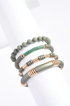 Green Gold Stretch Bracelet Set