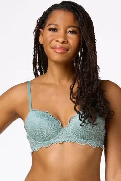 Green Ivory Lace Bra Set