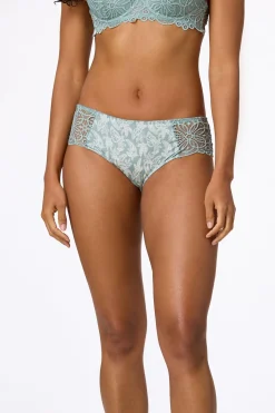 Green Ivory Lace Panel Panty Set