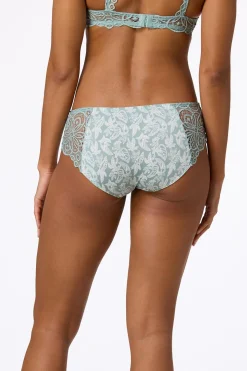 Green Ivory Lace Panel Panty Set