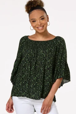 Green Leopard Poet Top