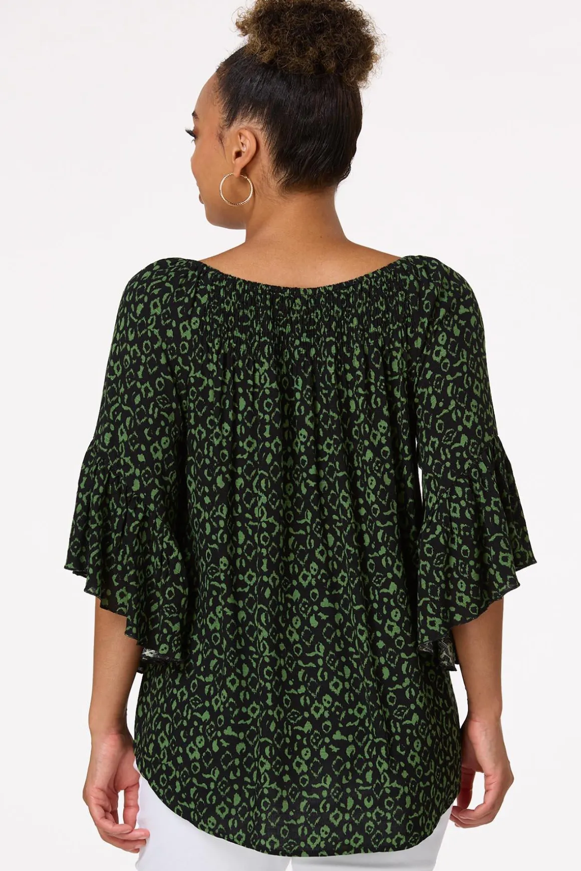 Green Leopard Poet Top
