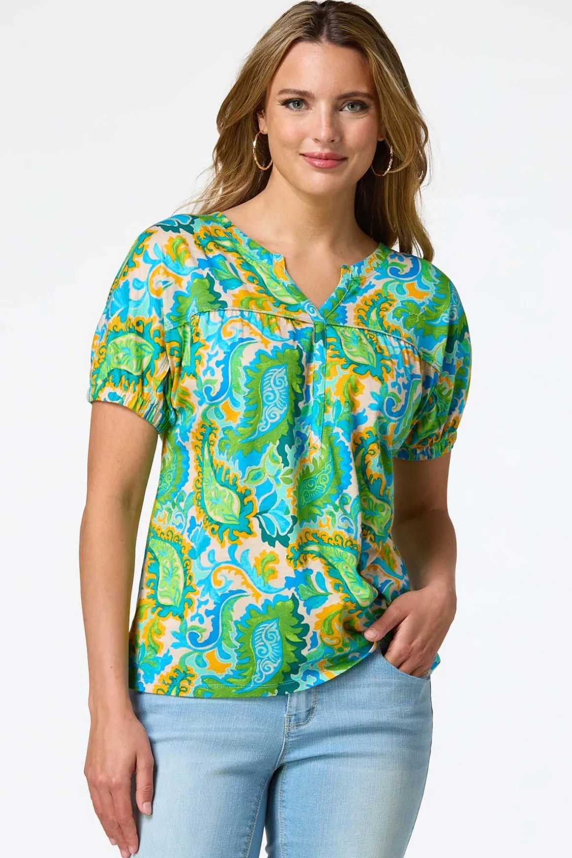 Green Paisley Top