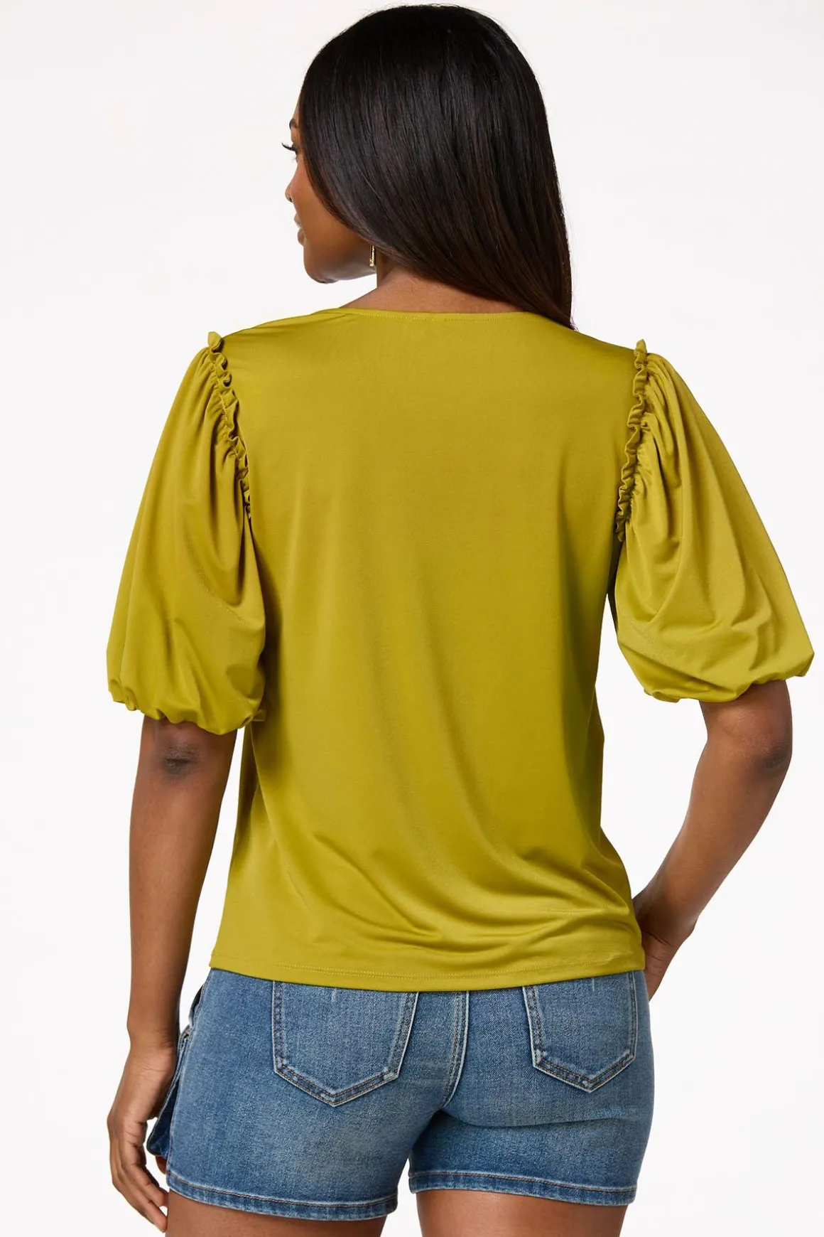 Green Puff Sleeve Top