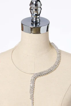 Half Rhinestone Choker Necklace