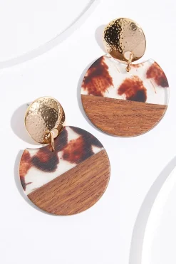 Half Wood Animal Lucite Earrings