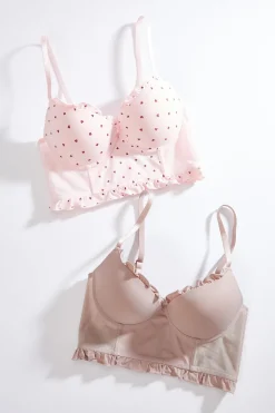Heart Ruffle Longline Bra Set