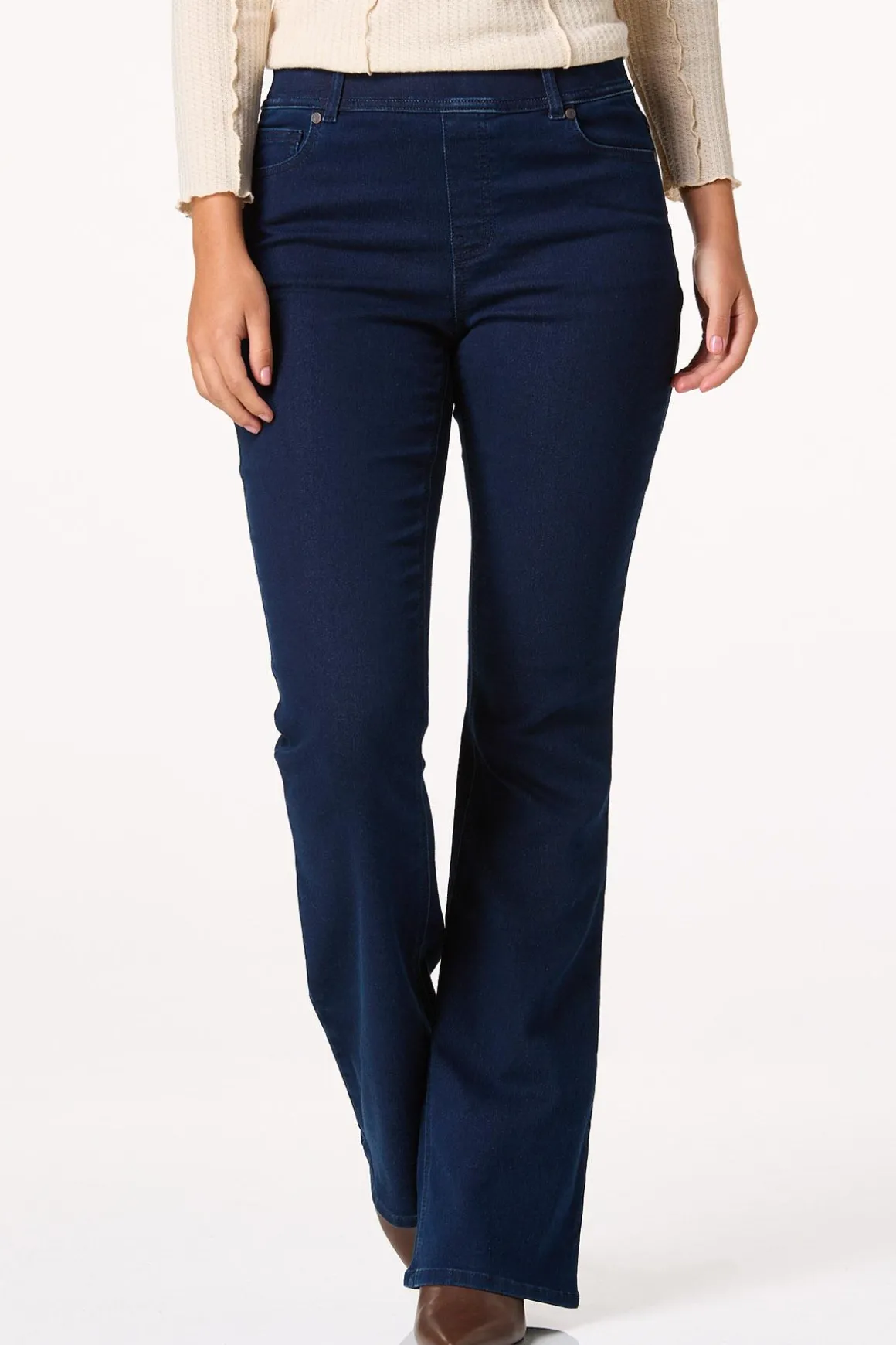 High Rise Pull- On Flare Leg Jeans
