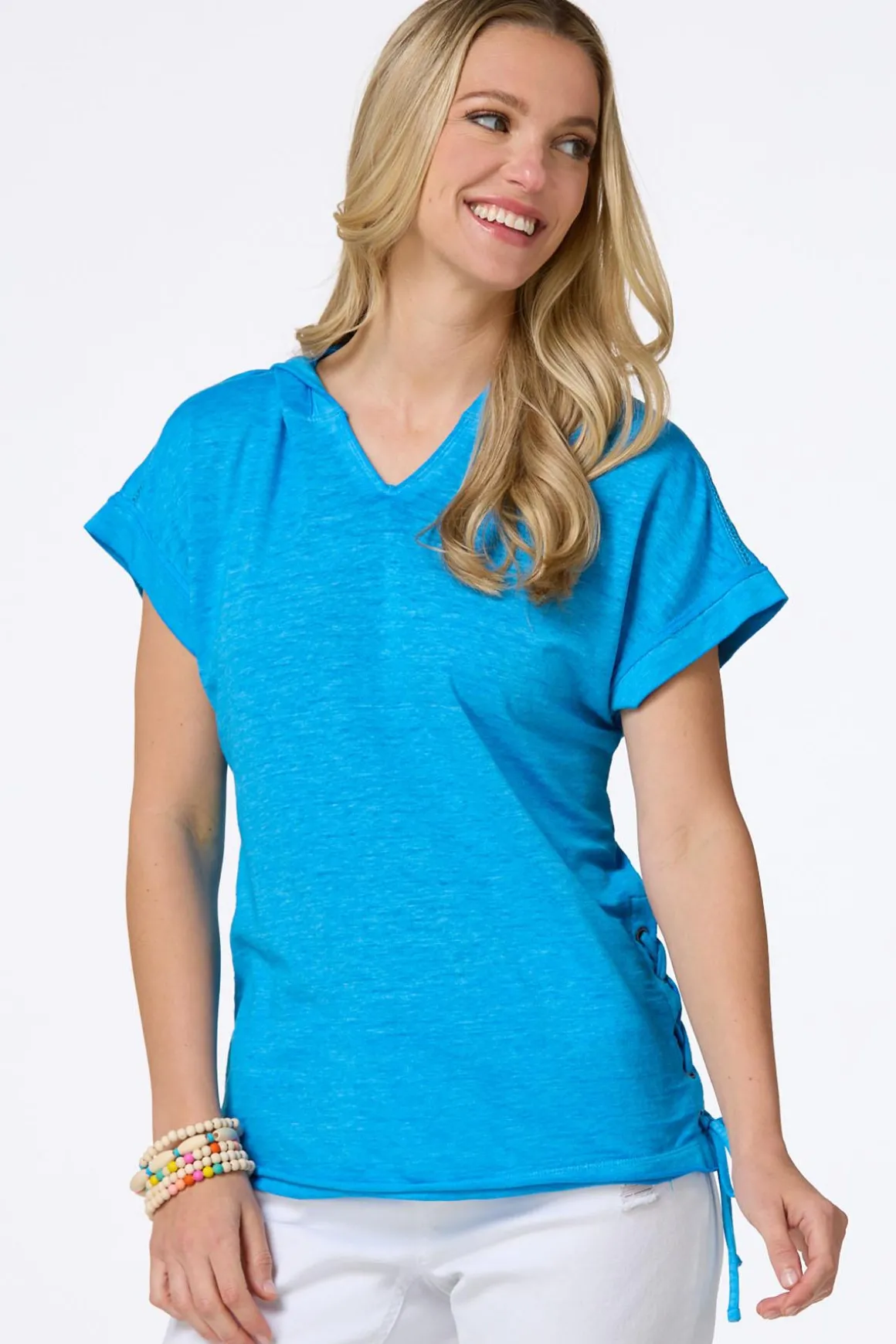 Hooded Lace Up Top