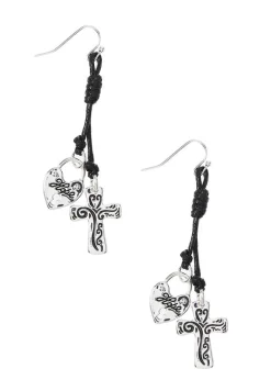 Inspirational Cord Cross Earrings