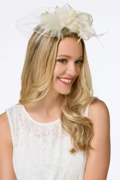 Ivory Feather Pearl Veil Fascinator