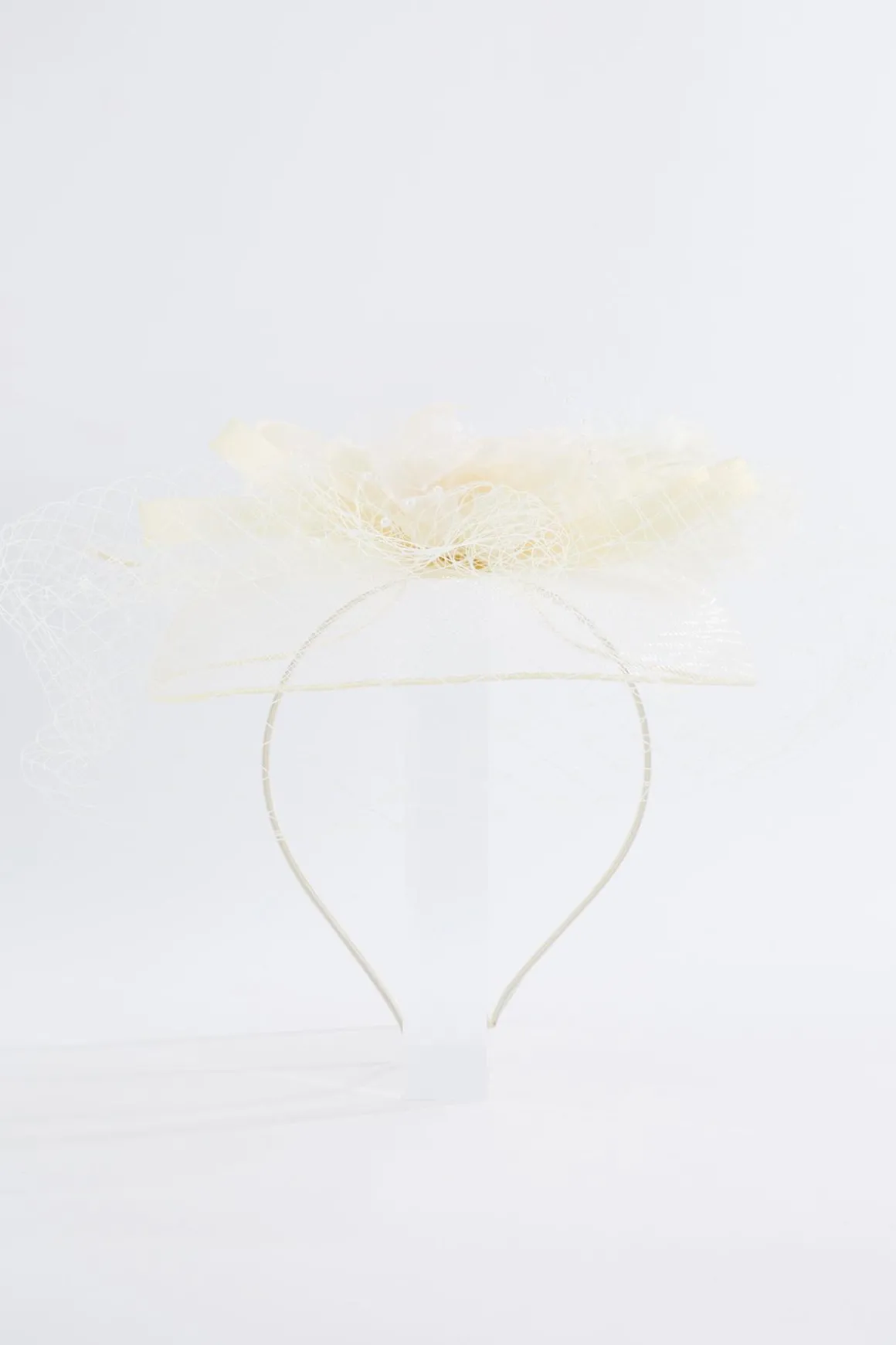 Ivory Feather Pearl Veil Fascinator