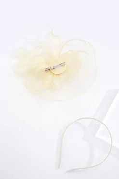 Ivory Feather Pearl Veil Fascinator