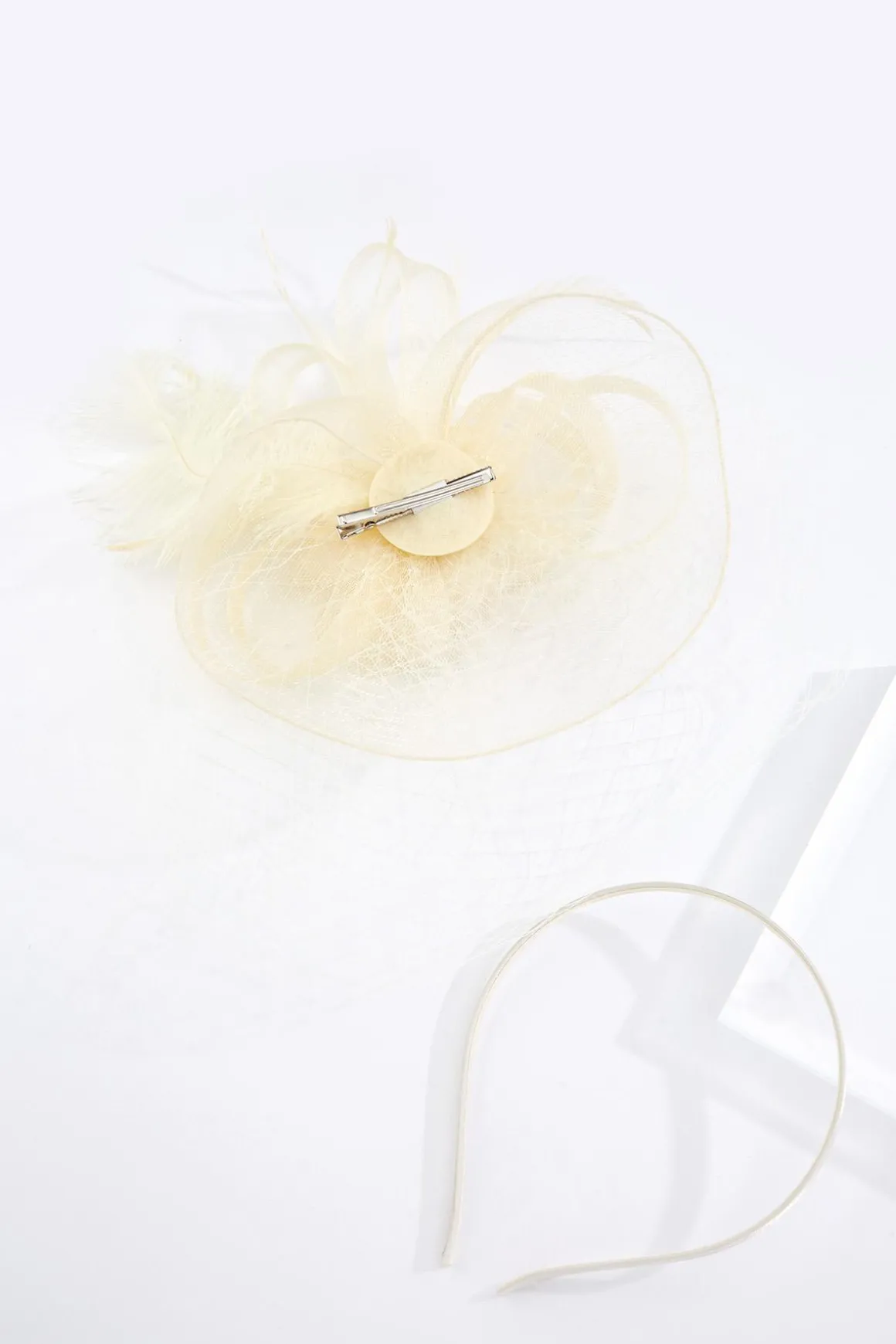 Ivory Feather Pearl Veil Fascinator