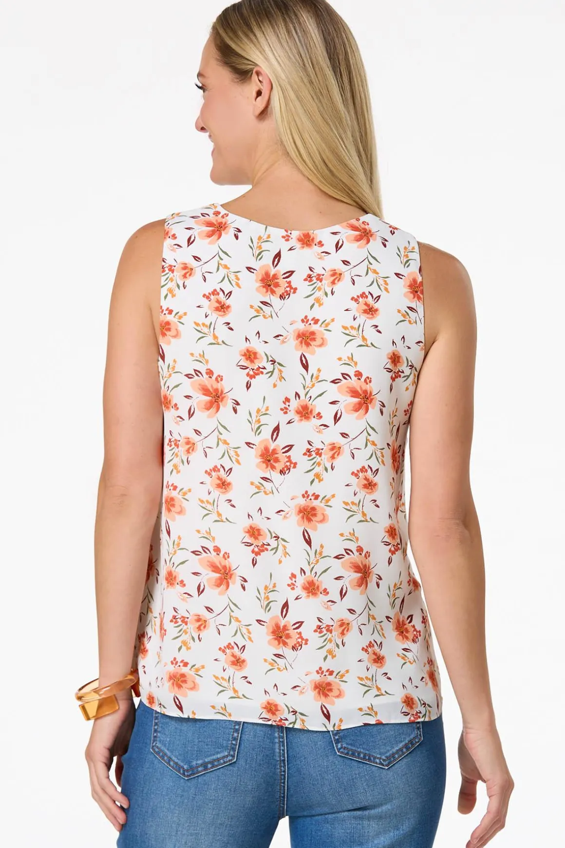 Ivory Floral Layered Tank