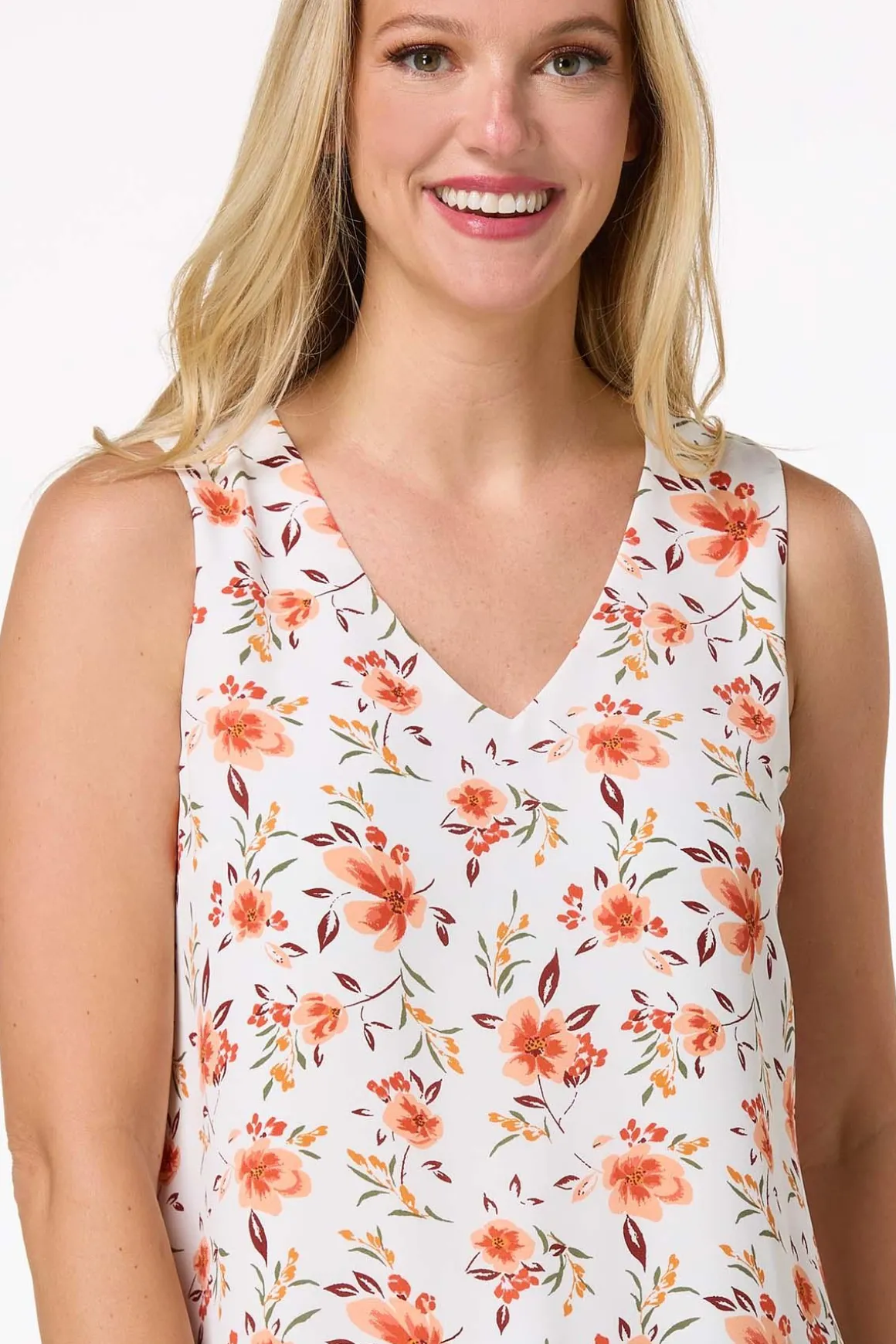 Ivory Floral Layered Tank