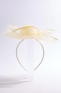 Ivory Rosette Feather Fascinator