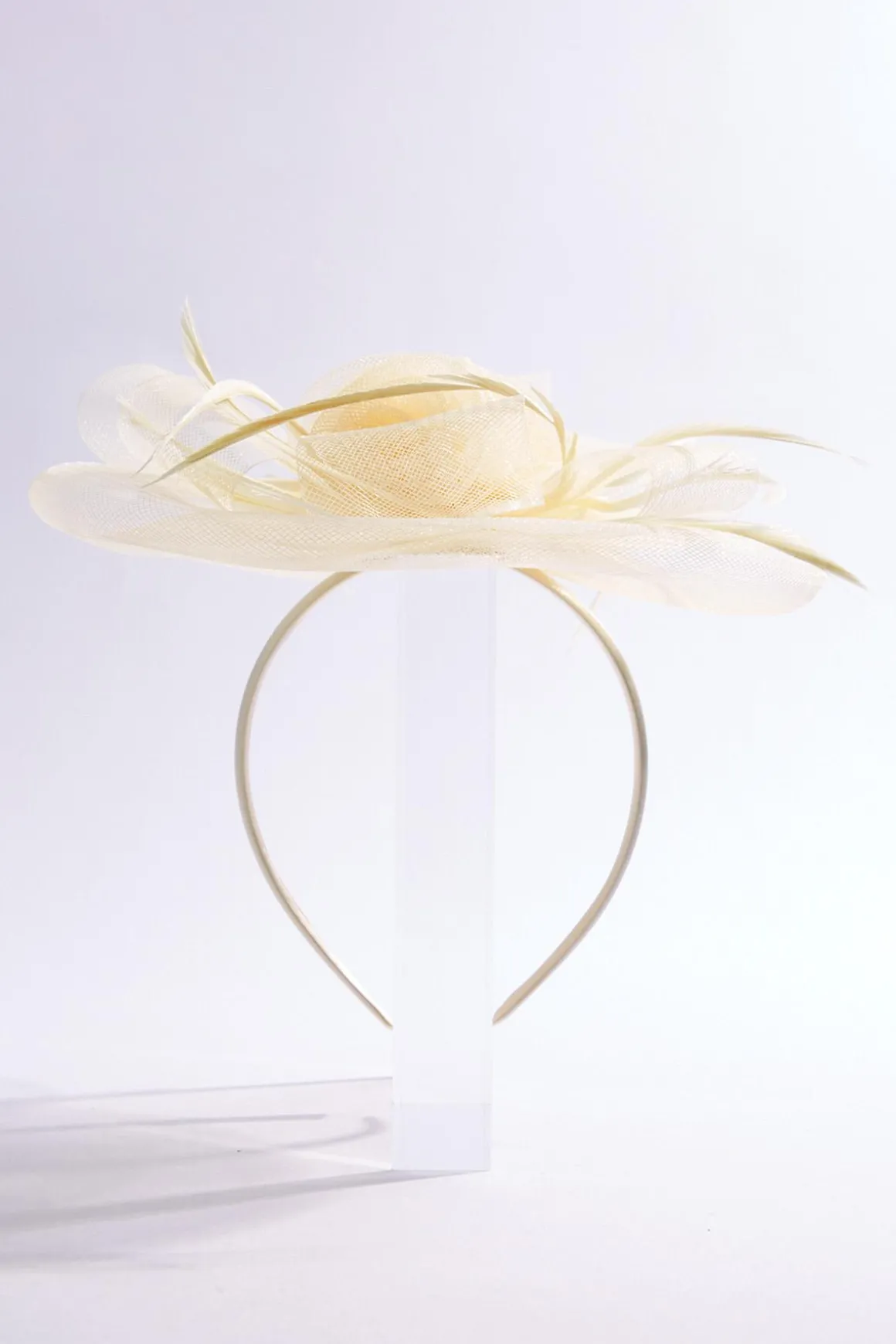 Ivory Rosette Feather Fascinator