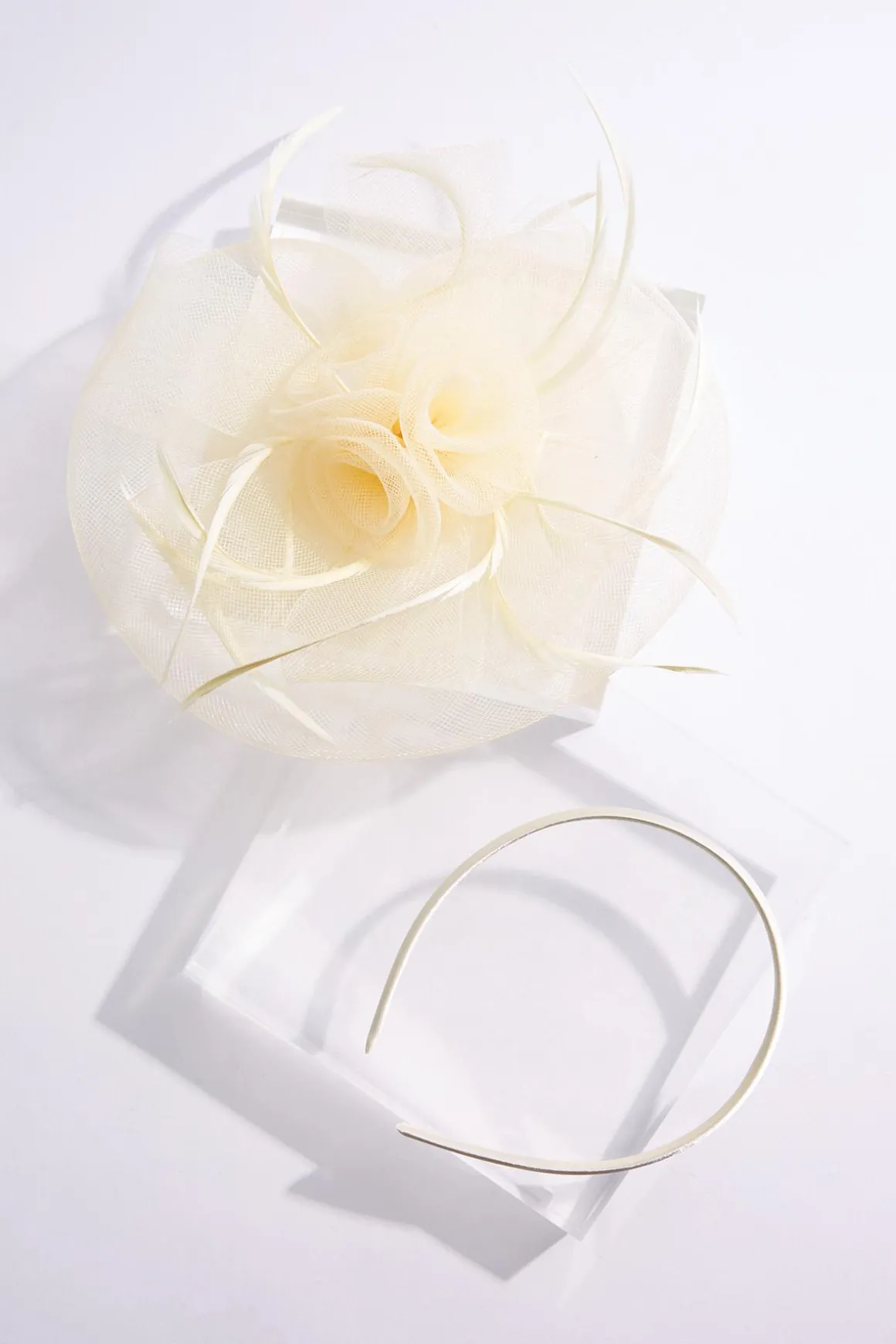 Ivory Rosette Feather Fascinator