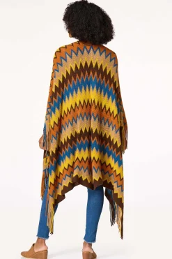 Knit Chevron Fringe Poncho