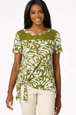 Lacy Leaf Print Top