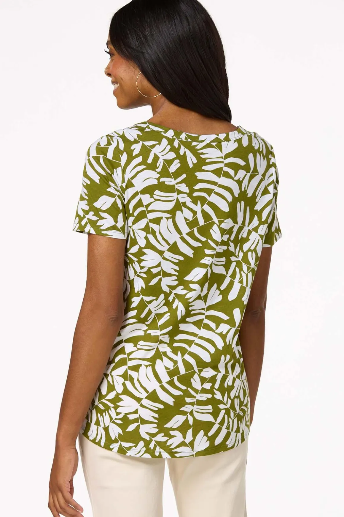 Lacy Leaf Print Top