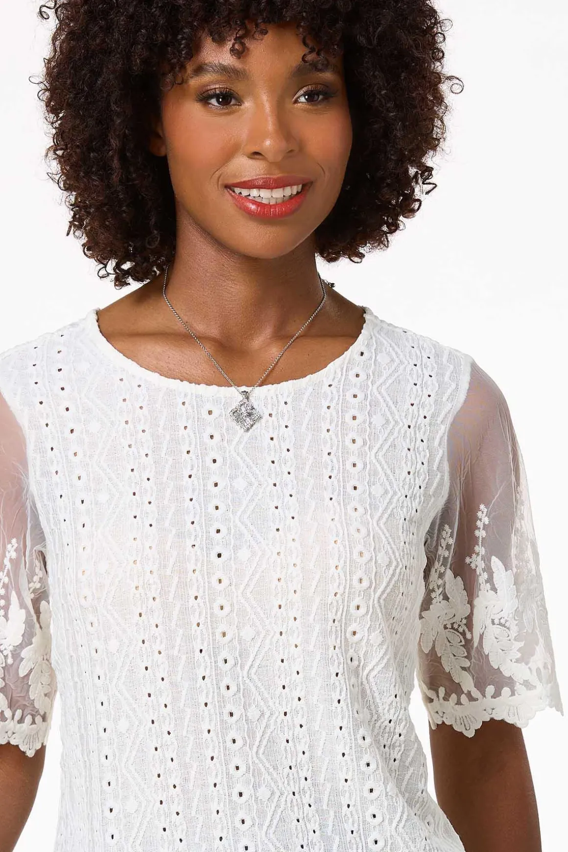 Lacy Mesh Sleeve Top