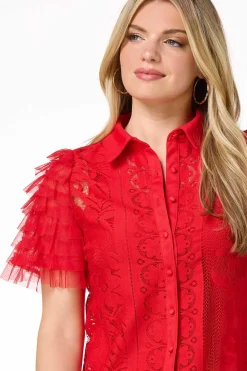 Lacy Tulle Sleeve Top