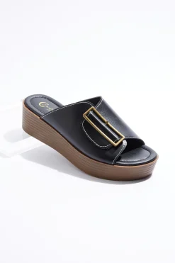 Large Buckle Slide Sandals