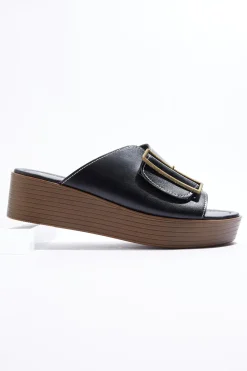 Large Buckle Slide Sandals