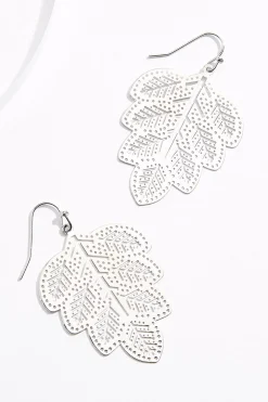 Laser Cut Silver Leaf Earrings