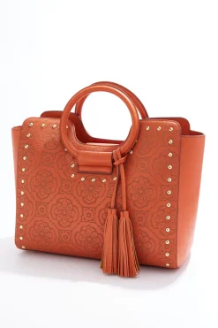 Laser Cut Studded Satchel