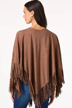 Laser Cut Suede Poncho