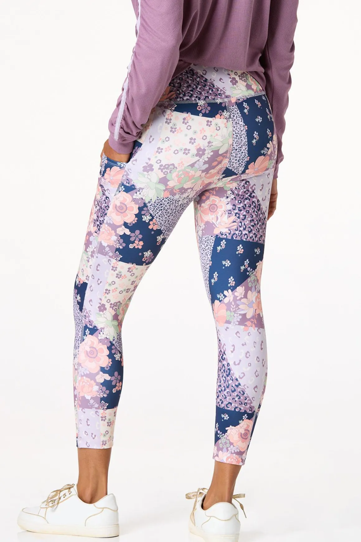Lavender Floral Patchwork Leggings