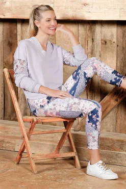 Lavender Floral Patchwork Leggings