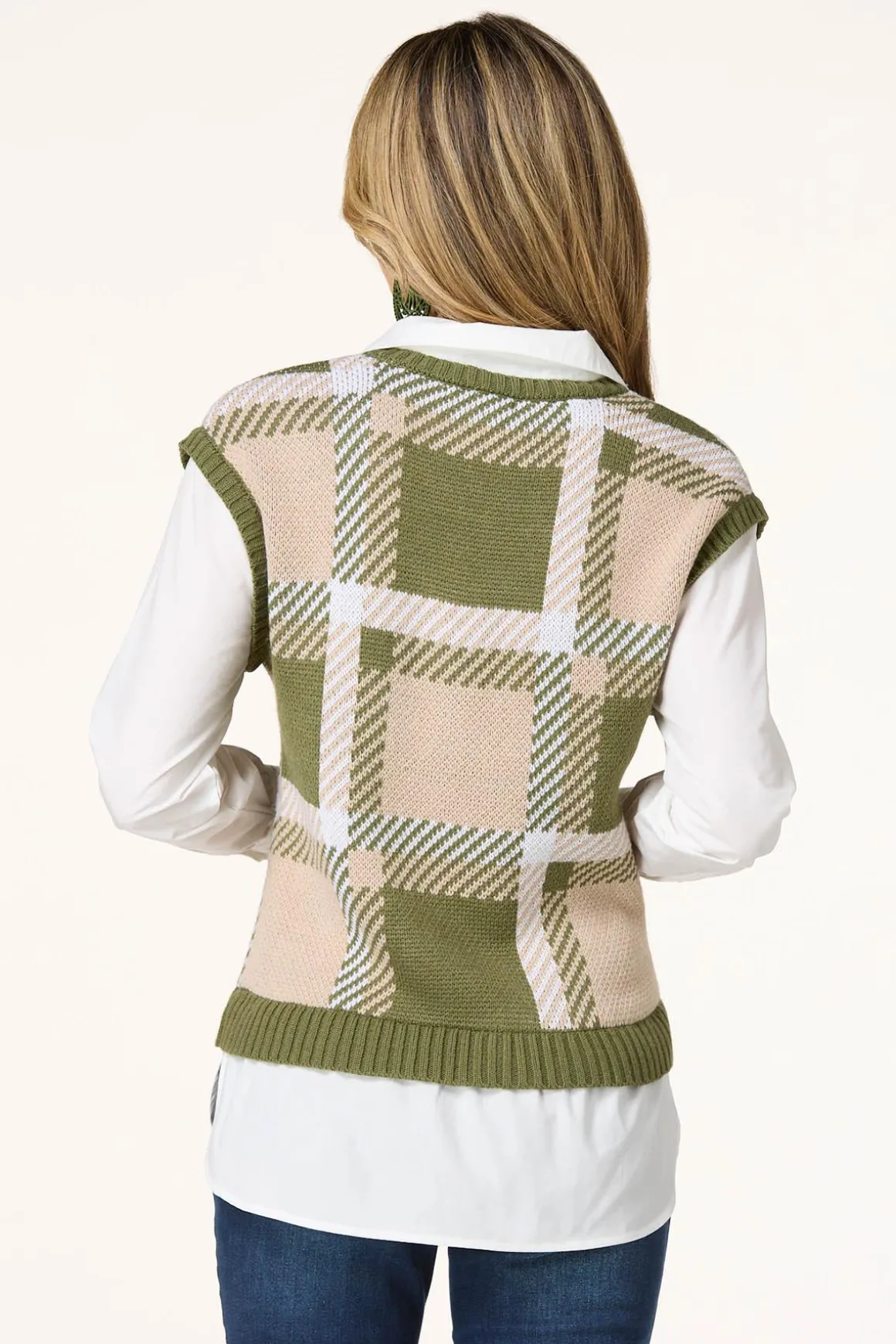 Layered Poplin Sweater Vest