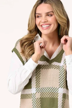 Layered Poplin Sweater Vest