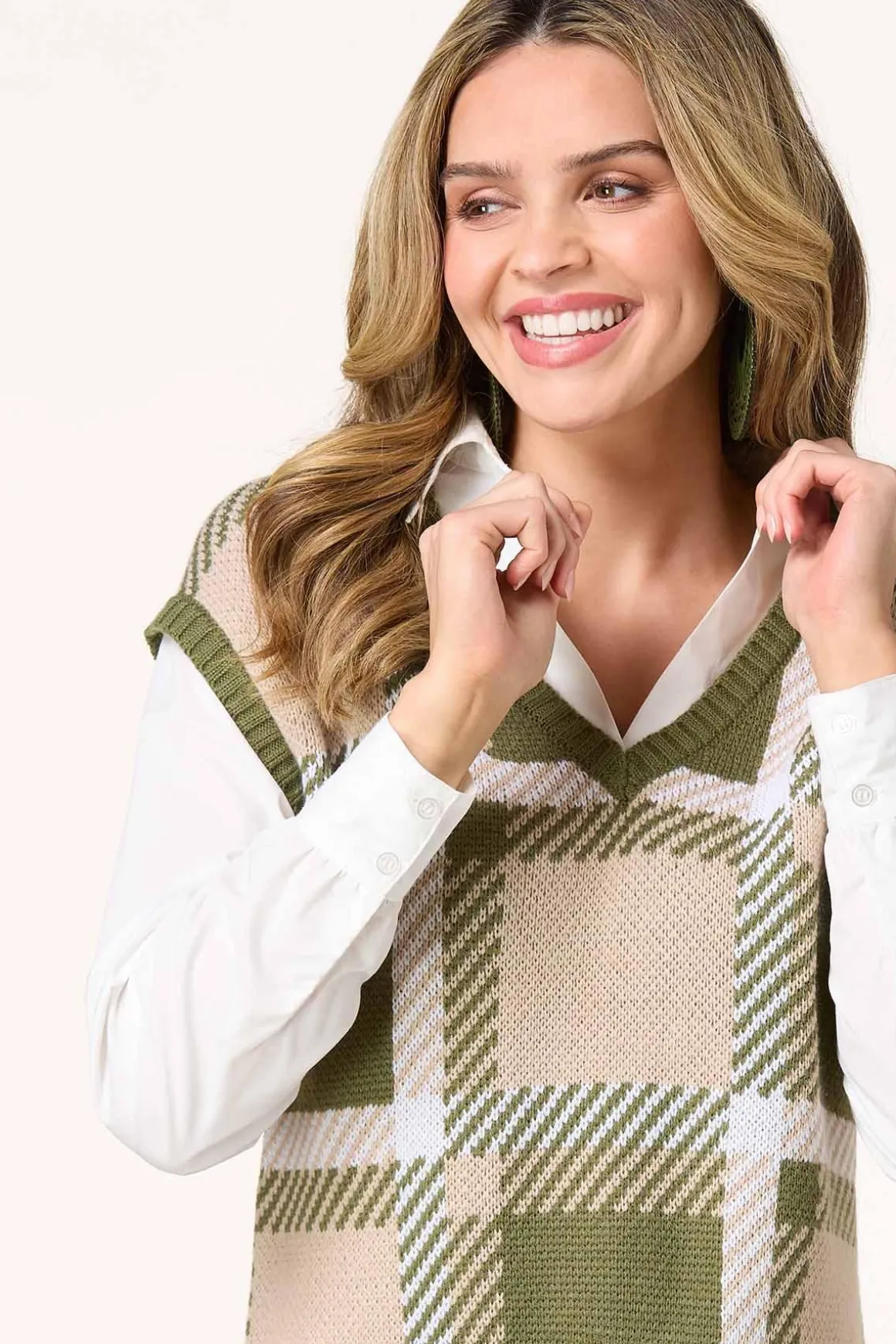 Layered Poplin Sweater Vest