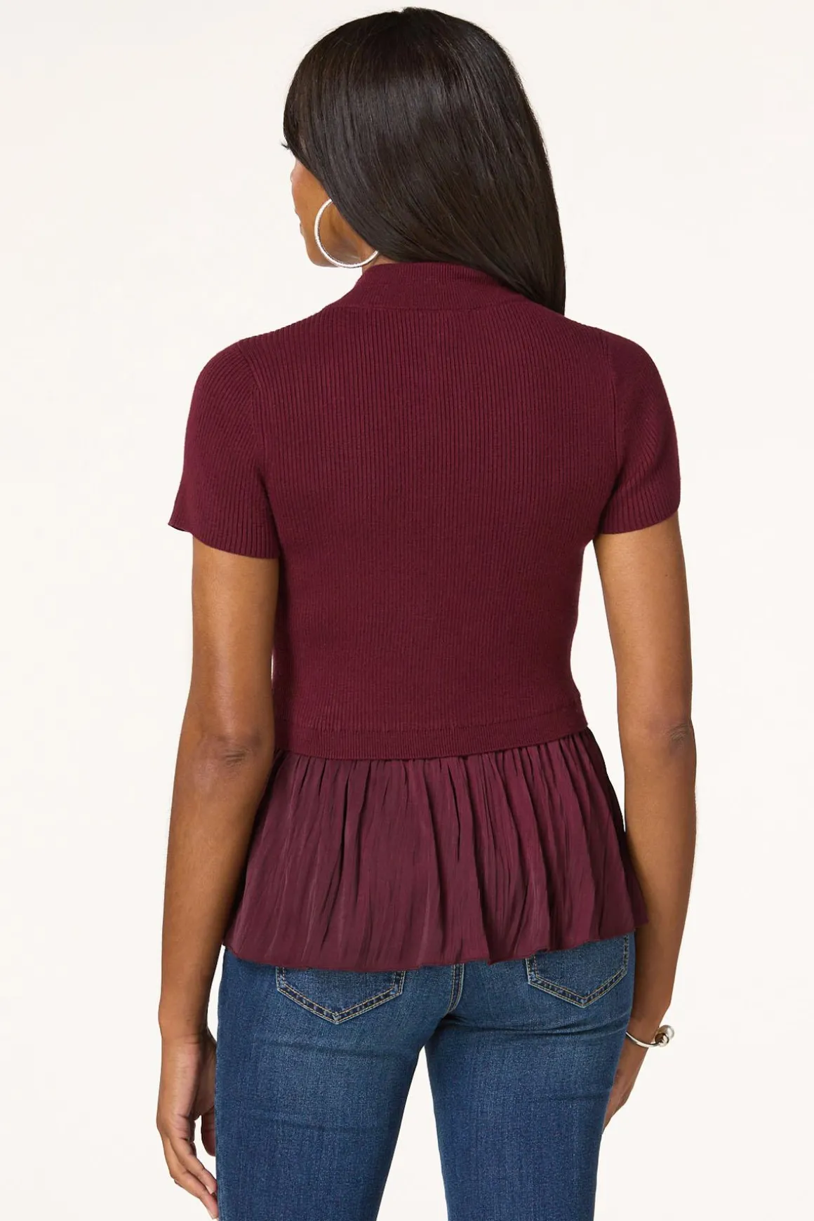 Layered Satin Hem Sweater
