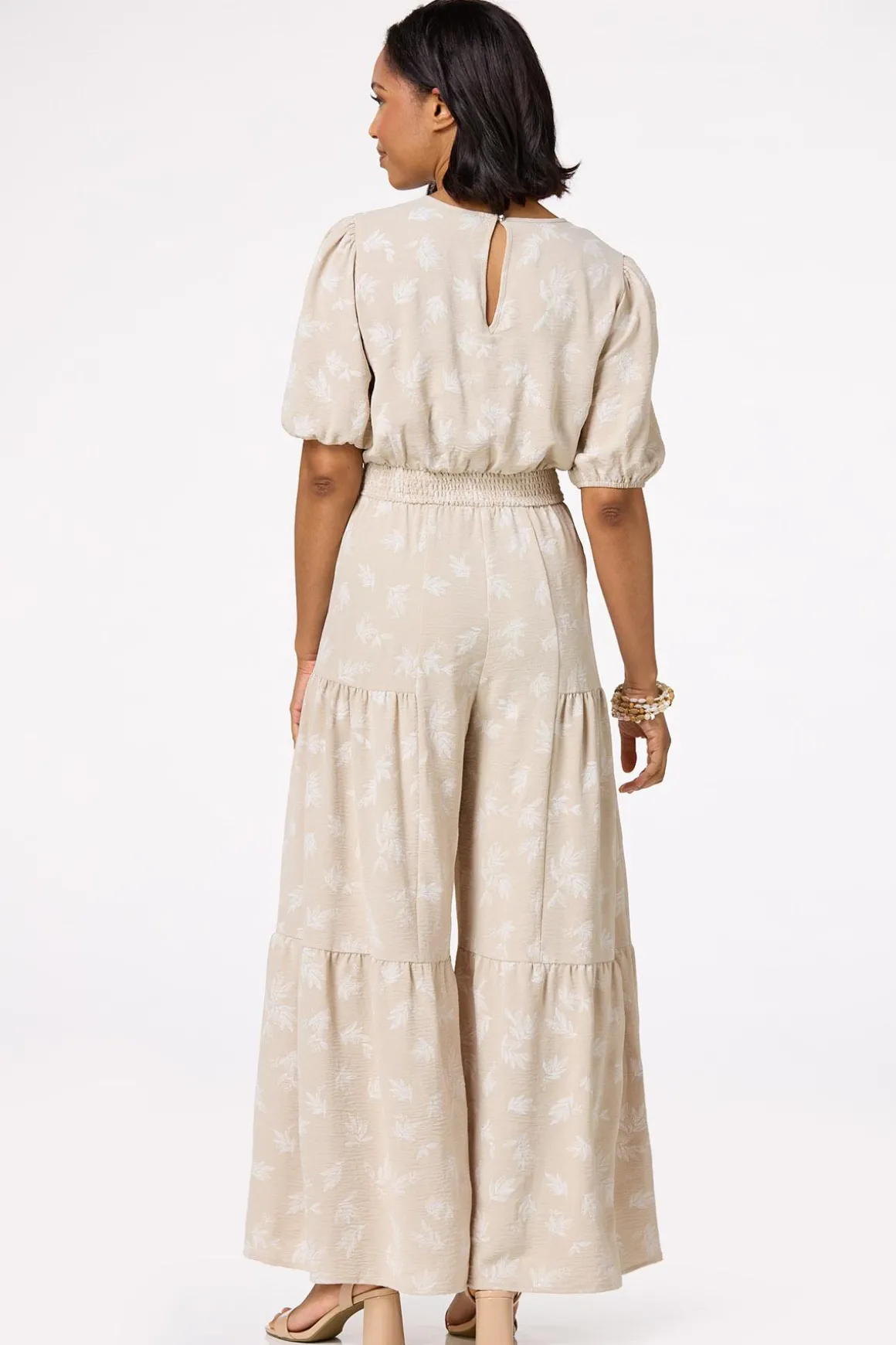 Leafy Puff Sleeve Jumpsuit