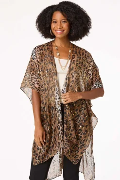 Leopard Foil Print Kimono