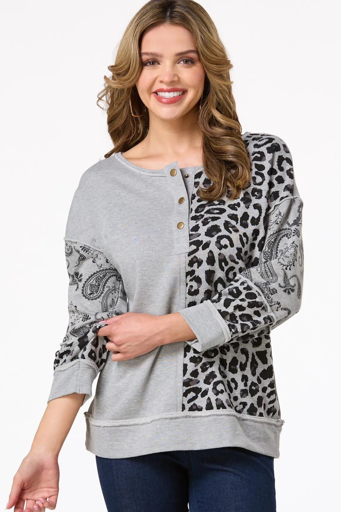 Leopard Paisley Panel Sweatshirt