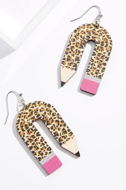 Leopard Pencil Arch Earrings