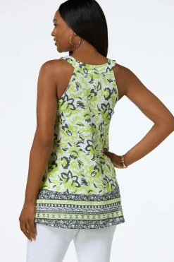 Lime Border Floral Tank