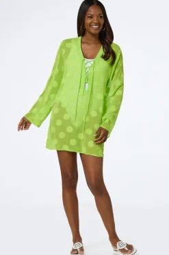Lime Green Polka Dot Cover- Up